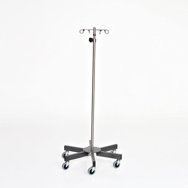 Midcentral Medical Chrome IV Pole W/Thumb Knob, 4 Hook Top, 6-Leg Base W/3” Casters MCM235